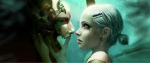 Fantasy cyborg and human